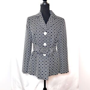Kasper Women’s Navy White Peacoat Button Belted Size 10